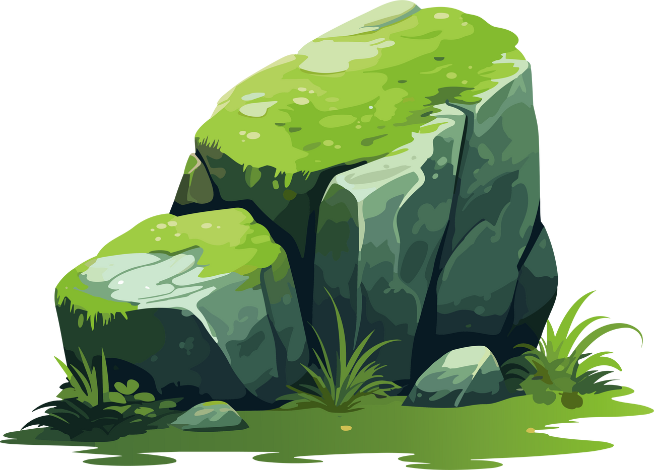 Moss-Covered Rock Illustration